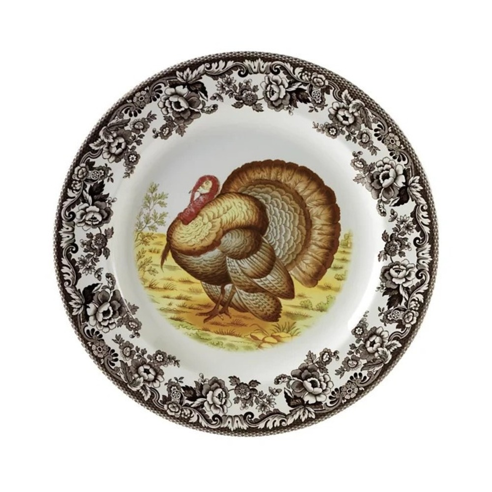 Spode Woodland Turkey (2) Salad Plates, 7 3/4" (20cm) NEW in BOX